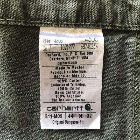 Carhartt Men's Original Dungaree 44x32 Carpenter Work Pants Grey - Picture 4 of 9